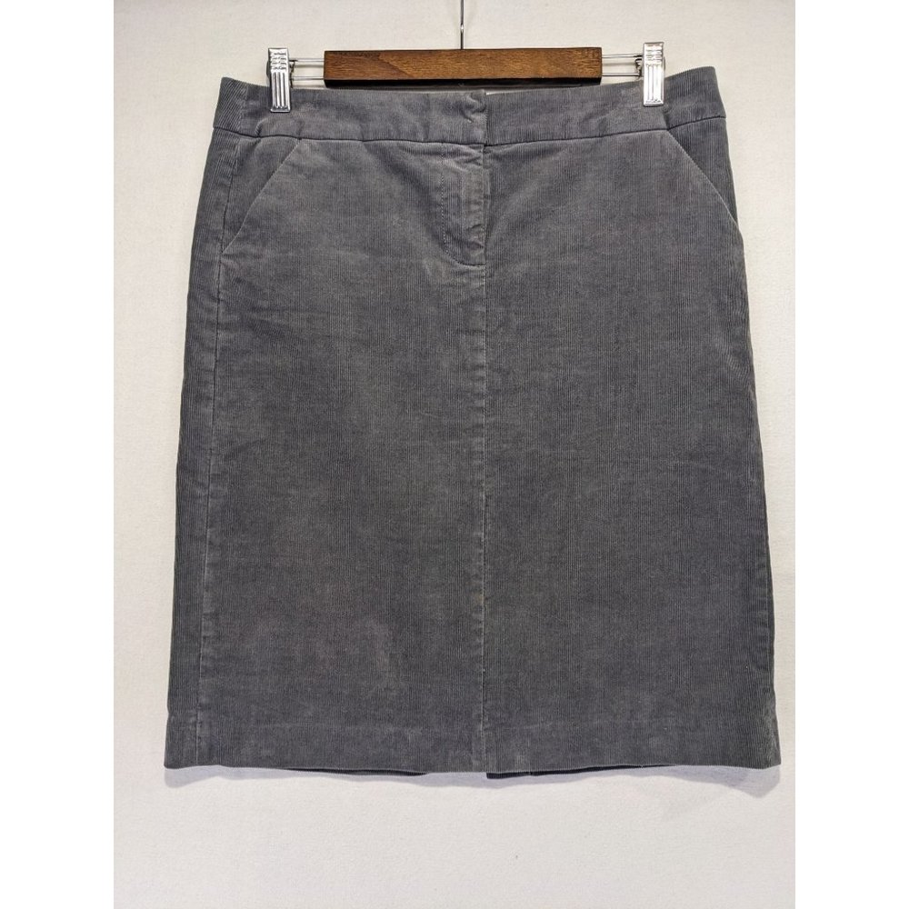 J. Crew Midi Skirt Women's Size 6 Grey Corduroy Preppy Knee Length Heritage
